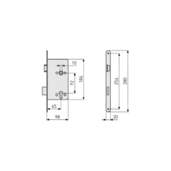 Abus Einsteckschloss für Haustüren 20 x 280 mm rund links