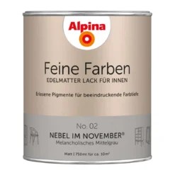 AlpinaBuntlack Feine Farben Lack No 02 Nebel im November edelmatt 750ml
