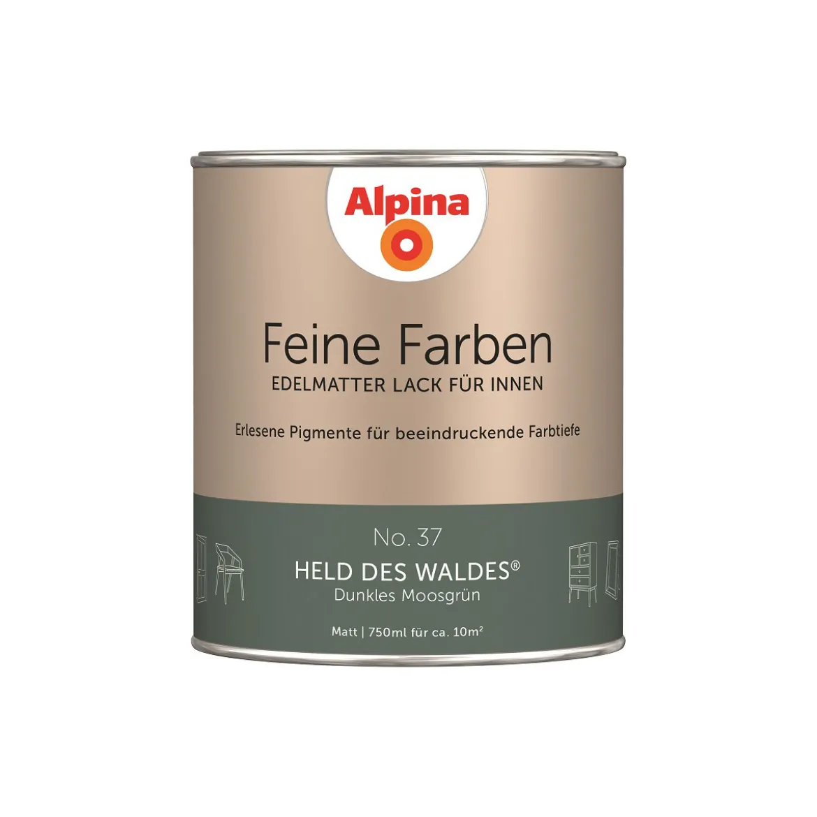 AlpinaBuntlack Feine Farben Lack No 37 Held des Waldes edelmatt 750ml