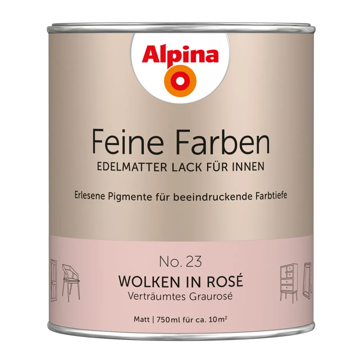 AlpinaBuntlack Feine Farben Lack No 23 Wolken in Rosé edelmatt 750ml