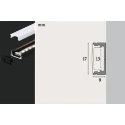 Base Profil mit weissem Diffusor 2 mschwarz eloxiert/weiss Alu/Kunststoff