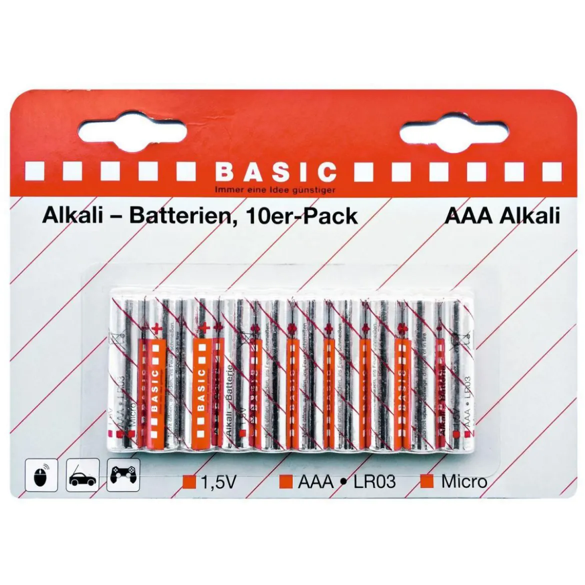 Basic Alkaline-Batterien AAA 1,5V 10er-Pack
