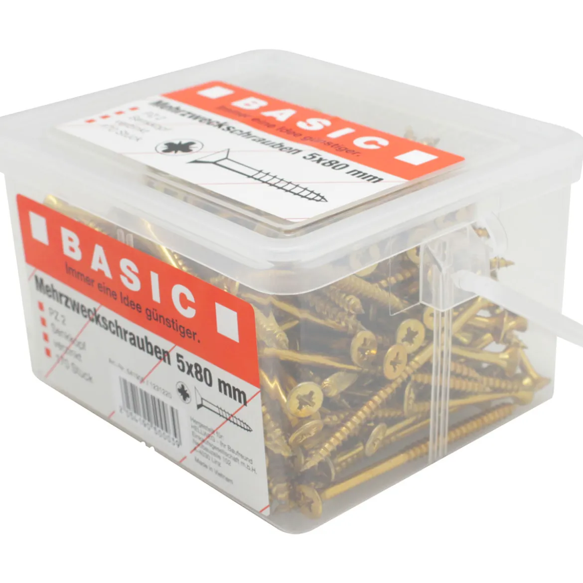Basic Mehrzweckschrauben 5,0 x 80 mm 170 Stück im Eimer
