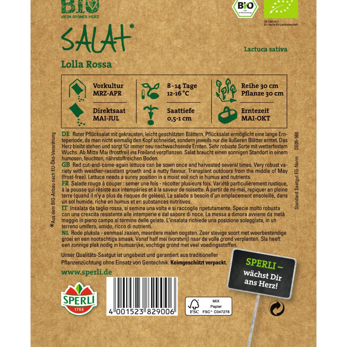 Bio-Pflücksalat rot