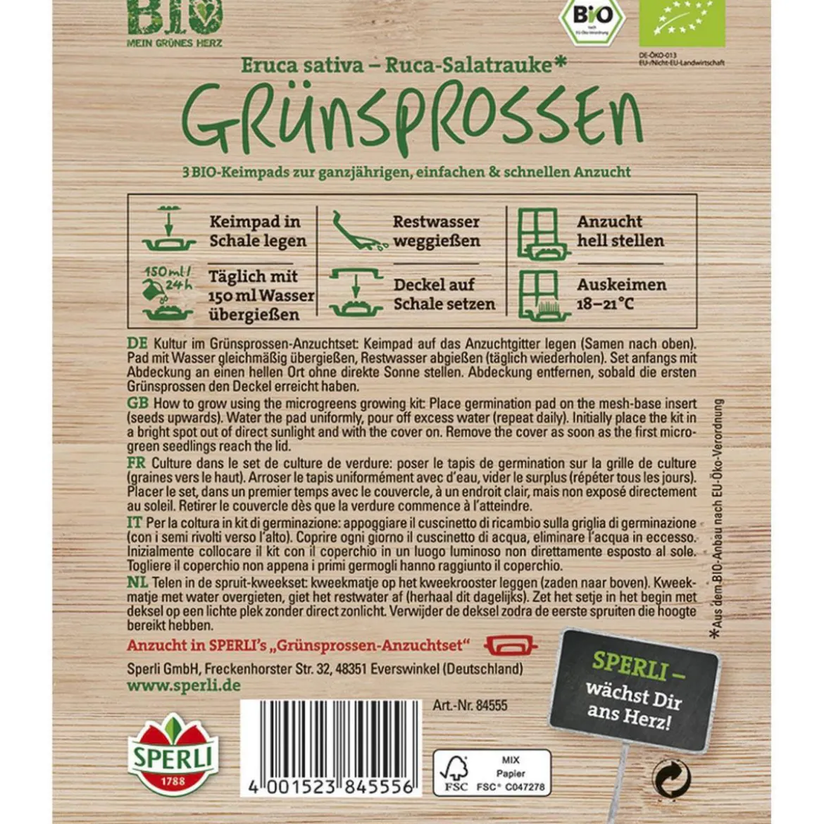BIO Rucola für Micro Green Anzuchtset Nachfüllpads