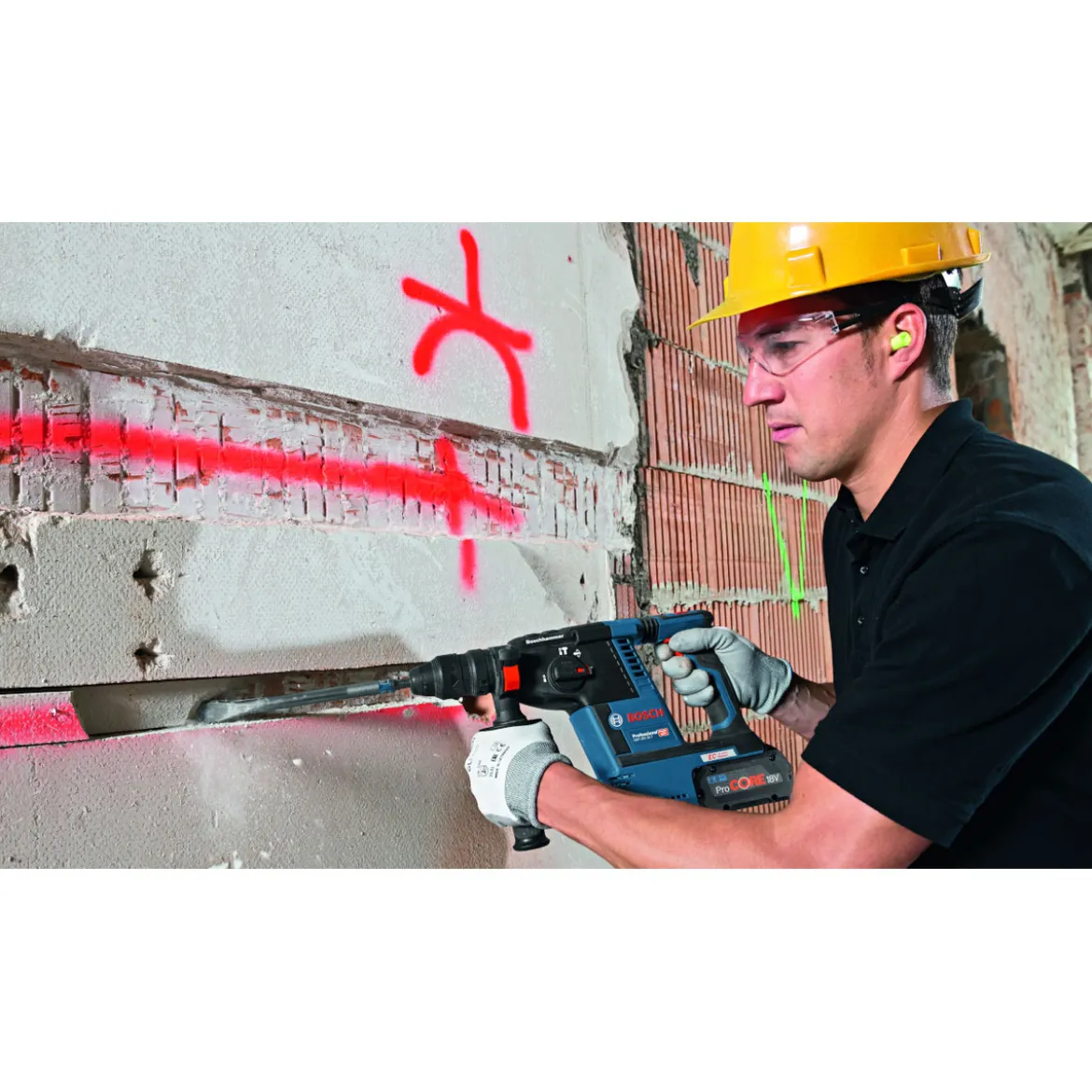 Bosch Professional Akku- Bohrhammer GBH 18V- 26 Solo inkl. L-Boxx 136 und Zusatzhandgriff