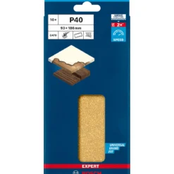 Bosch ProfessionalExpert C470 Schleifpapier mit 8 Löchern für Schwingschleifer 93 x 186 mm G 40 10- teilig