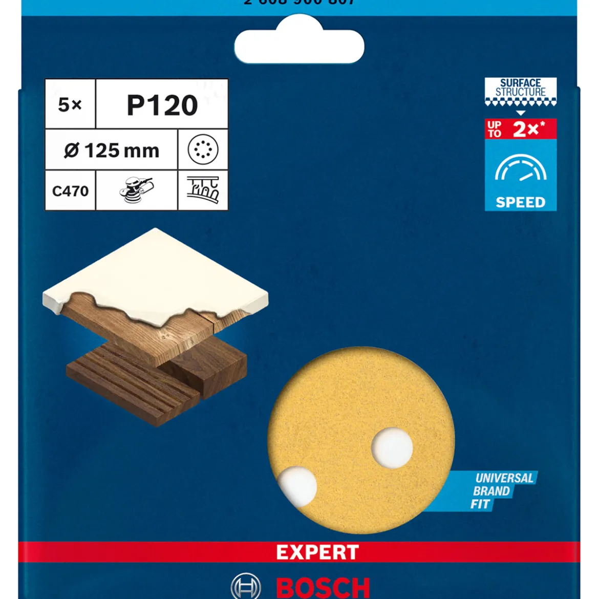 Bosch ProfessionalExpert C470 Schleifpapier mit 8 Löchern für Exzenterschleifer 125 mm G 120 5- teilig
