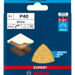 Bosch ProfessionalExpert C470 Schleifpapier für Deltaschleifer 93 mm G 40 5 Stück