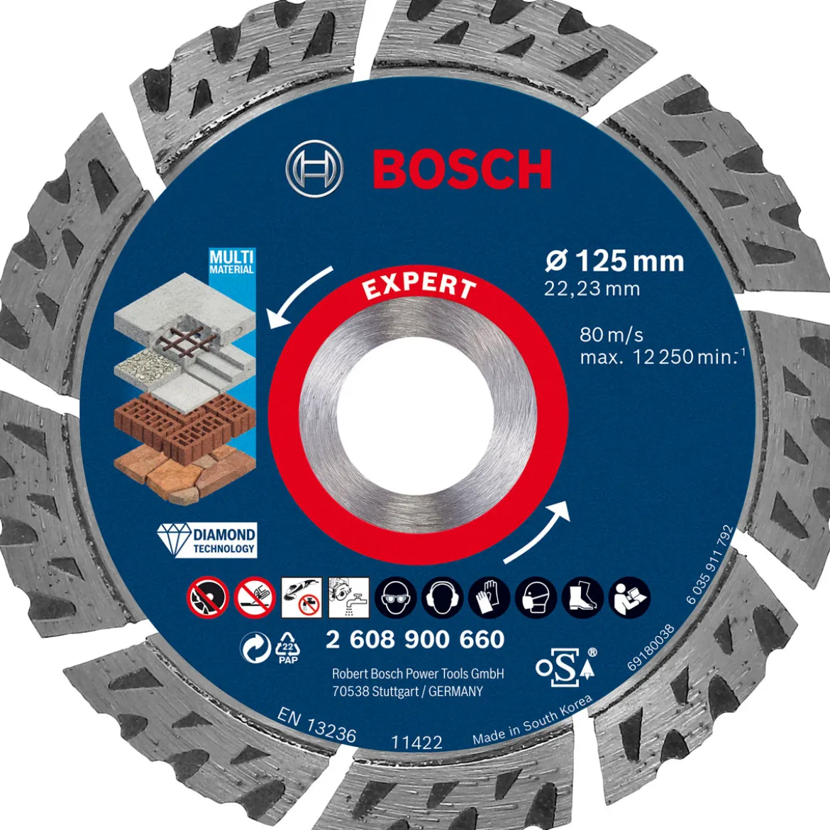 Bosch ProfessionalExpert MultiMaterial Diamanttrennscheiben 125 x 22,23 x 2,2 x 12 mm