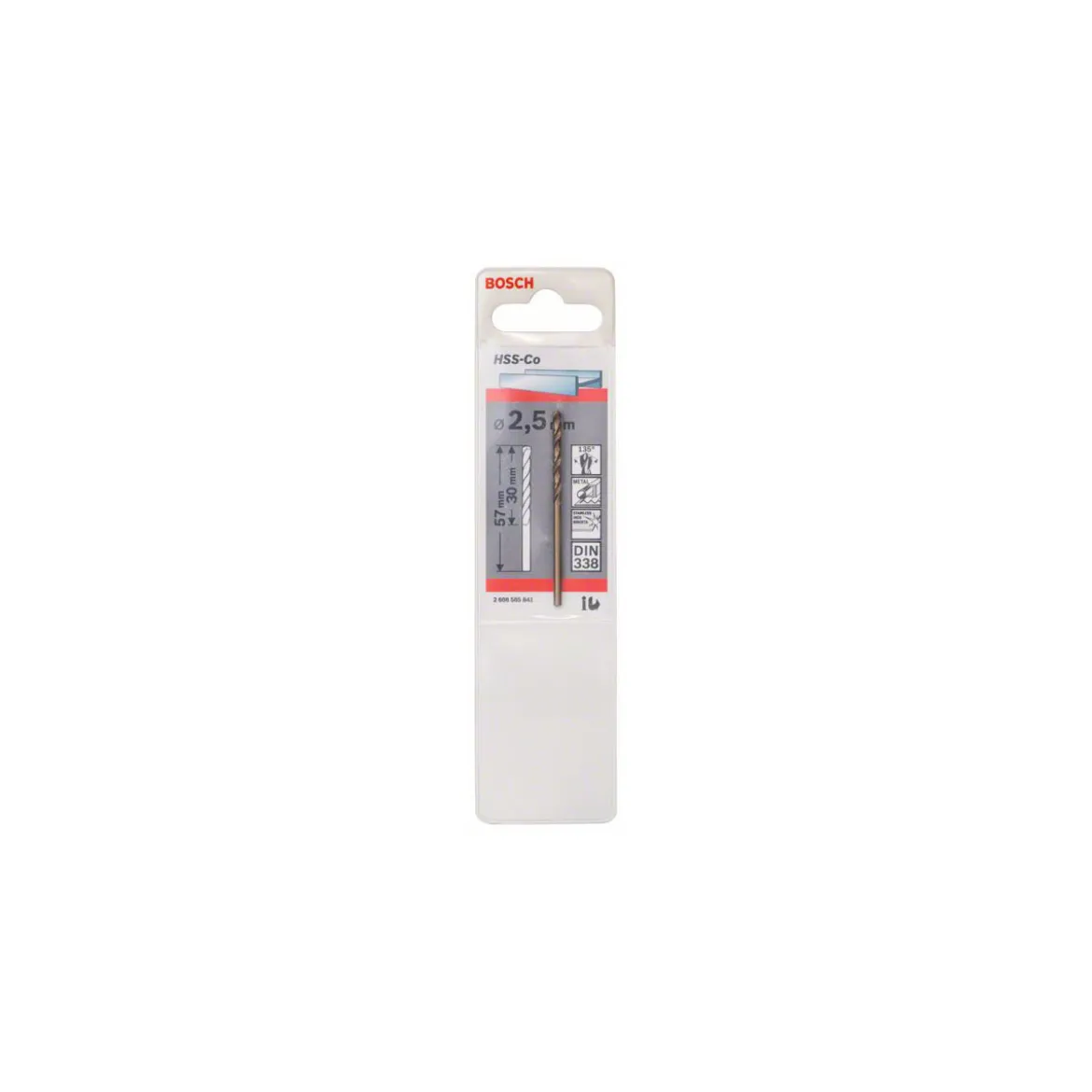 Bosch ProfessionalMetallbohrer HSS-Co DIN 338 2,5 x 30 x 57 mm
