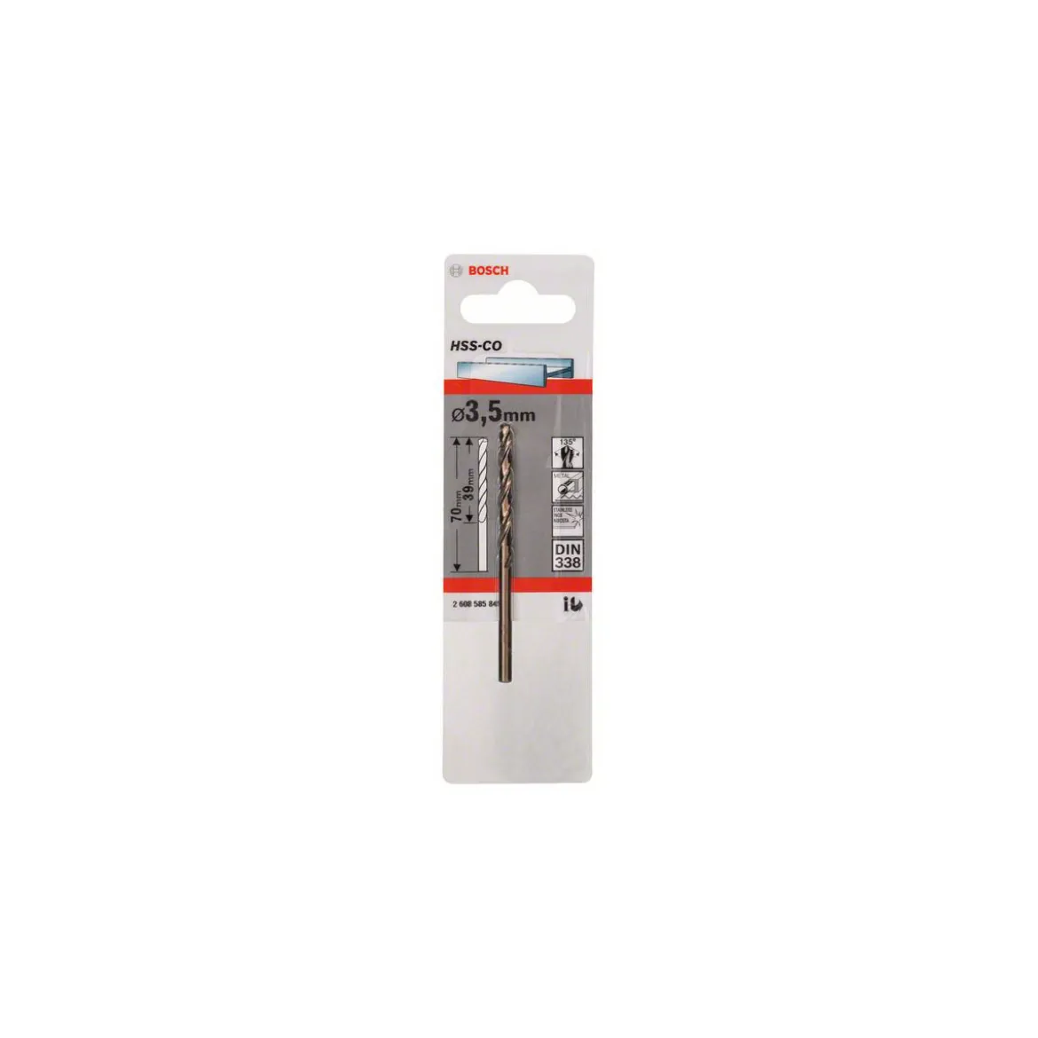 Bosch ProfessionalMetallbohrer HSS-Co DIN 338 3,5 x 39 x 70 mm