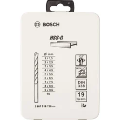 Bosch Professional19-teiliges Metallbohrer-Set HSS-G DIN 338 135 in Metallkassette 1–10 mm