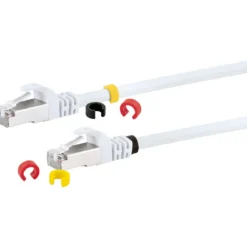 CAT7 Netzwerkkabel S/FTP 3Farbclips 5,0mweiss