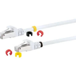 CAT7 Netzwerkkabel S/FTP 3Farbclips 1,0mweiss