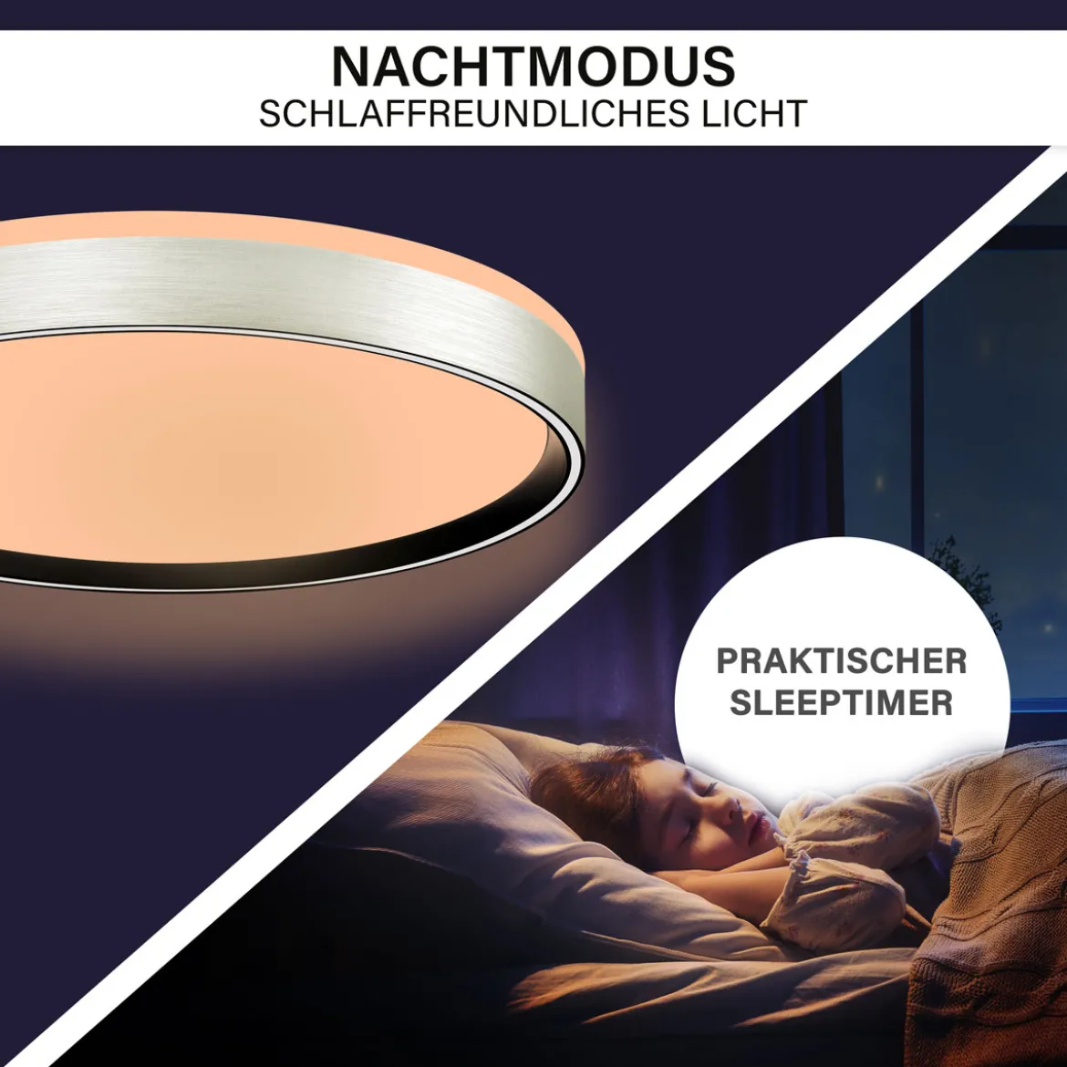 Decken-Wandleuchte SHINING PLUTO LED ALU 1800K 24W