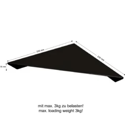 Duschablage zum Kleben, Ueber EckMattschwarz, 35x230x230mm