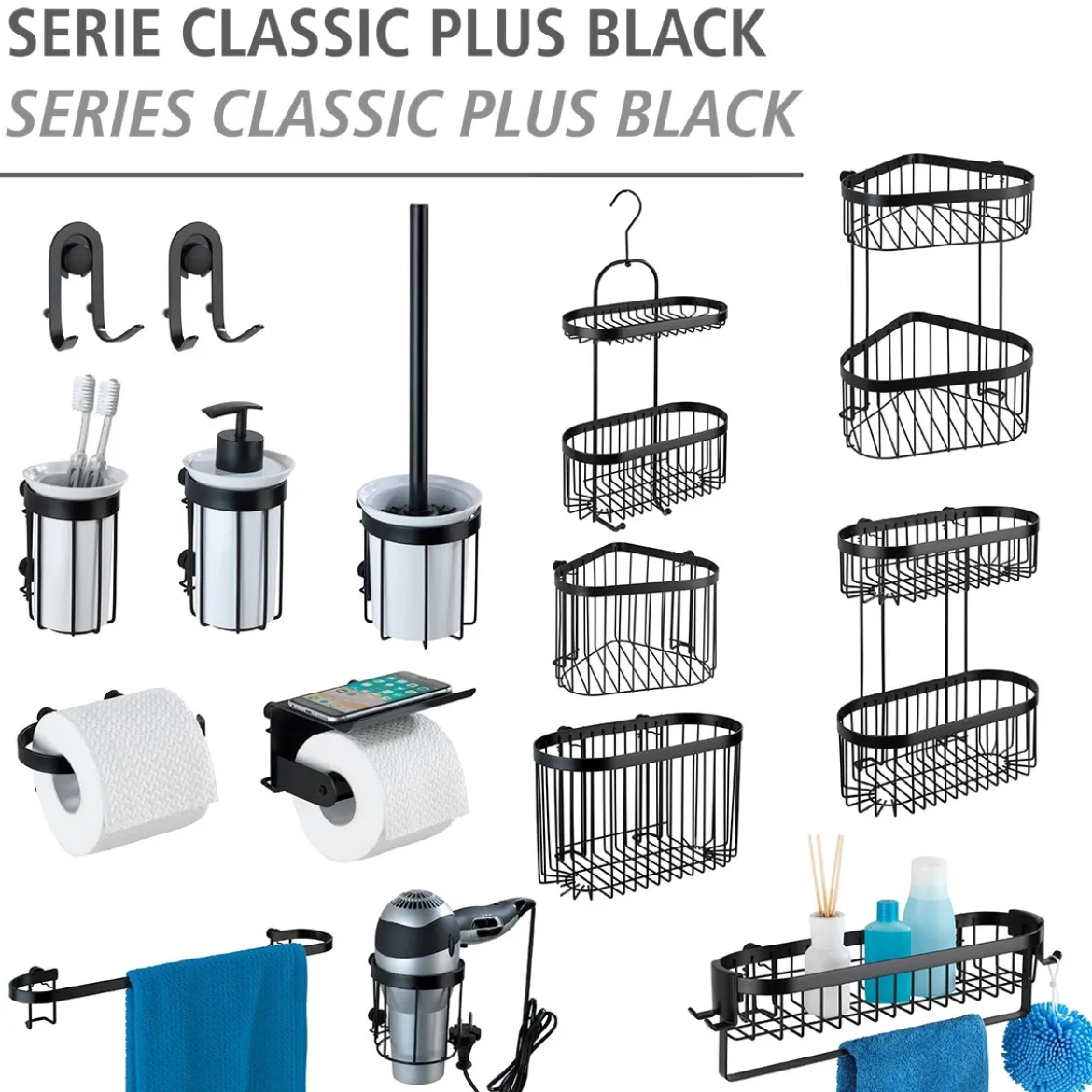 Eckregal 2 Etagen Classic Plus, schwarz