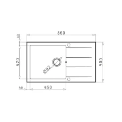 Einbauspuele ATHLOS PLUS 86x50 cm 1B 1DIron grey
