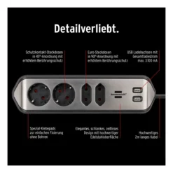 estilo Eck-Steckdosenleiste 4-fachEdelstahl