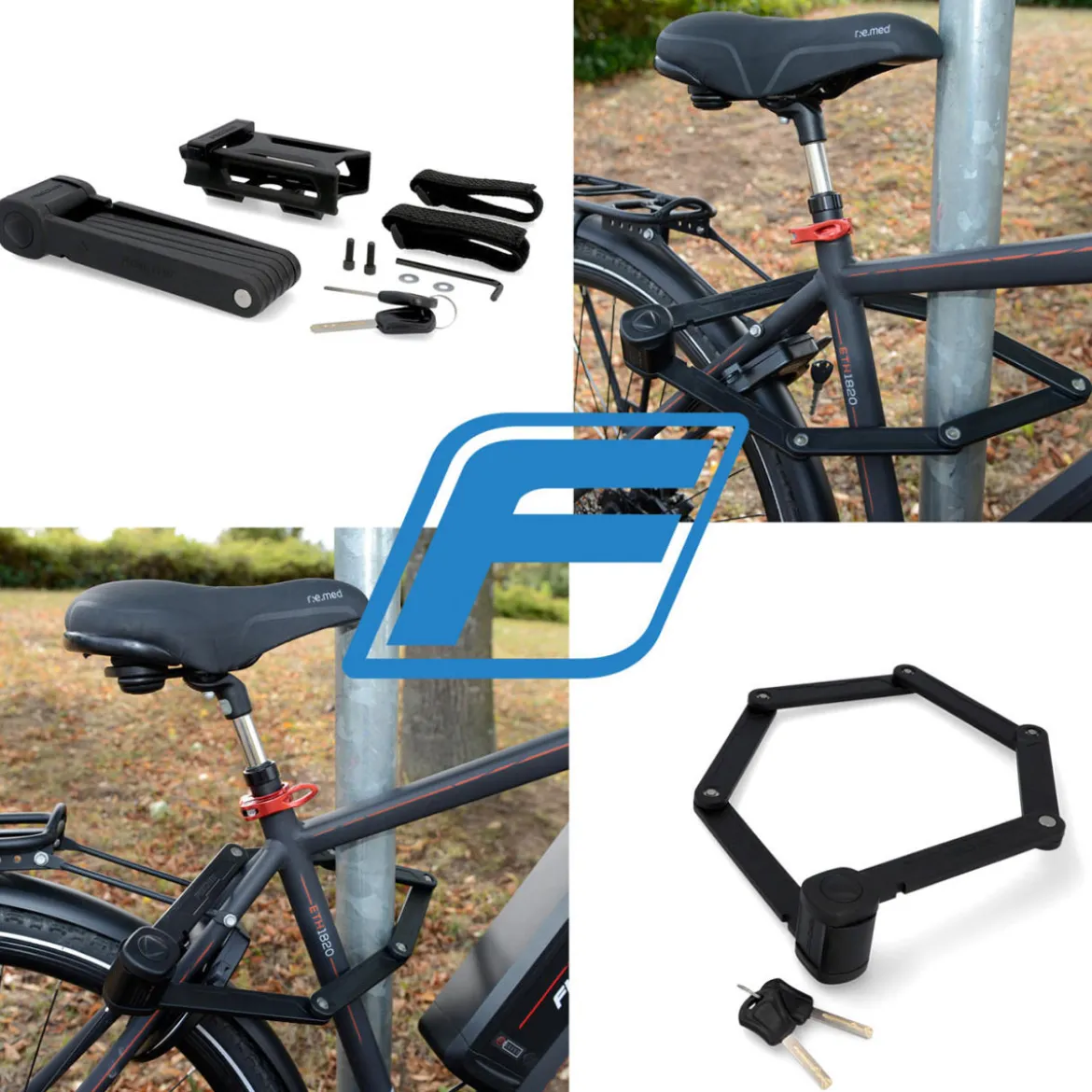 Fischer Bikes Faltschloss mit Halter 85 cm