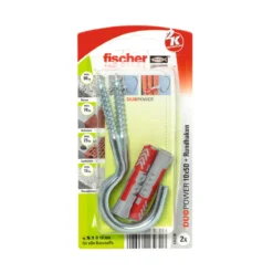 FischerDübel DuoPower 10 x 50 mm mit Rundhaken Galvanischbeschichtet groß 2 Stück
