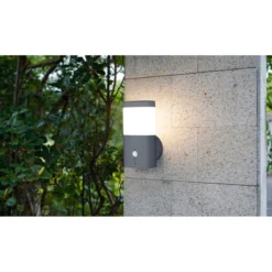 Flector Garten LED-Außenwandleuchte Mira mit Bewegungsmelder grau