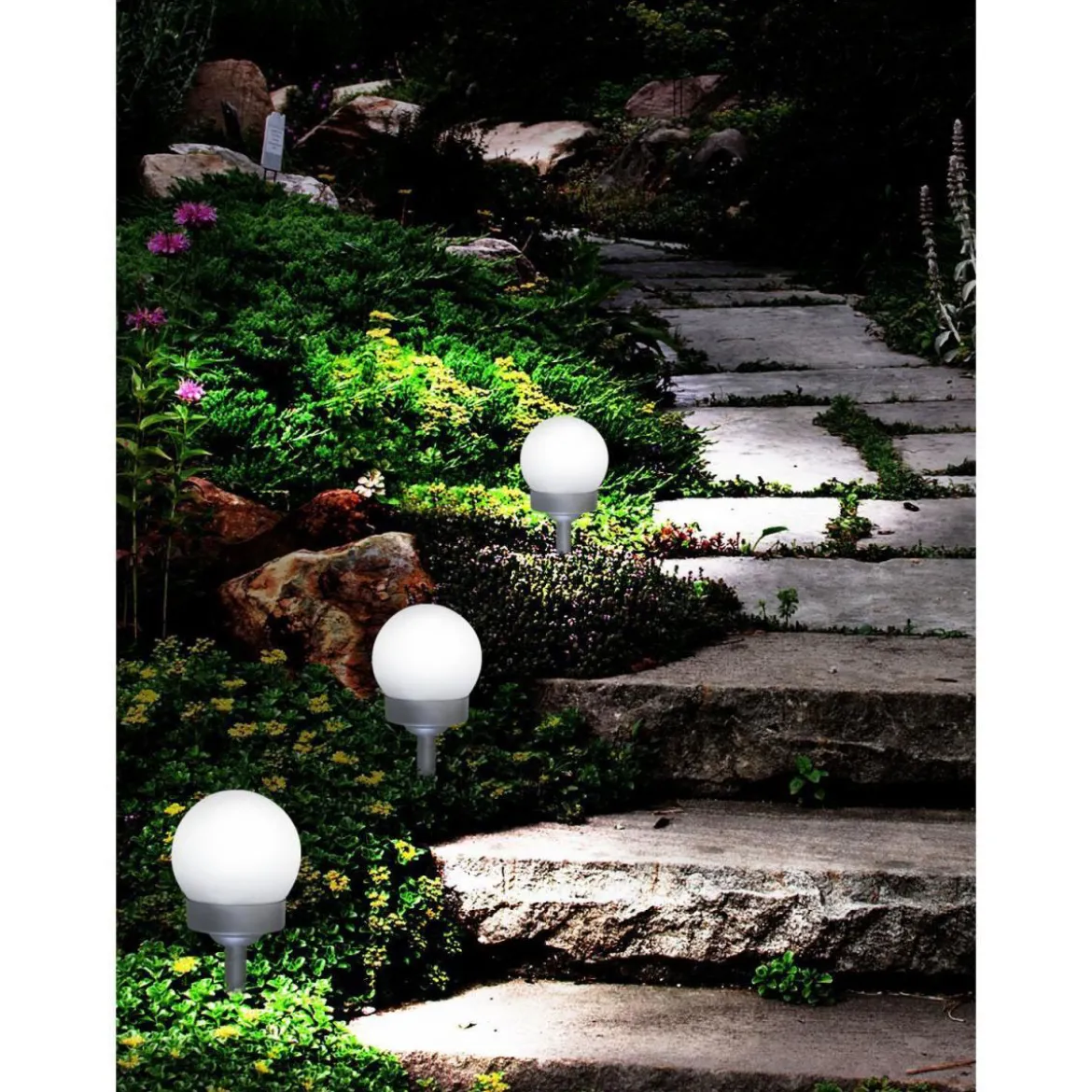 Flector Garten LED-Solar-Kugelleuchte weiß