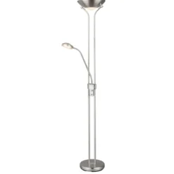 Flector LED- Deckenfluter Lagos m. Leseleuchte H180cm 20W+5W warmweiss, dimmbar, Metall