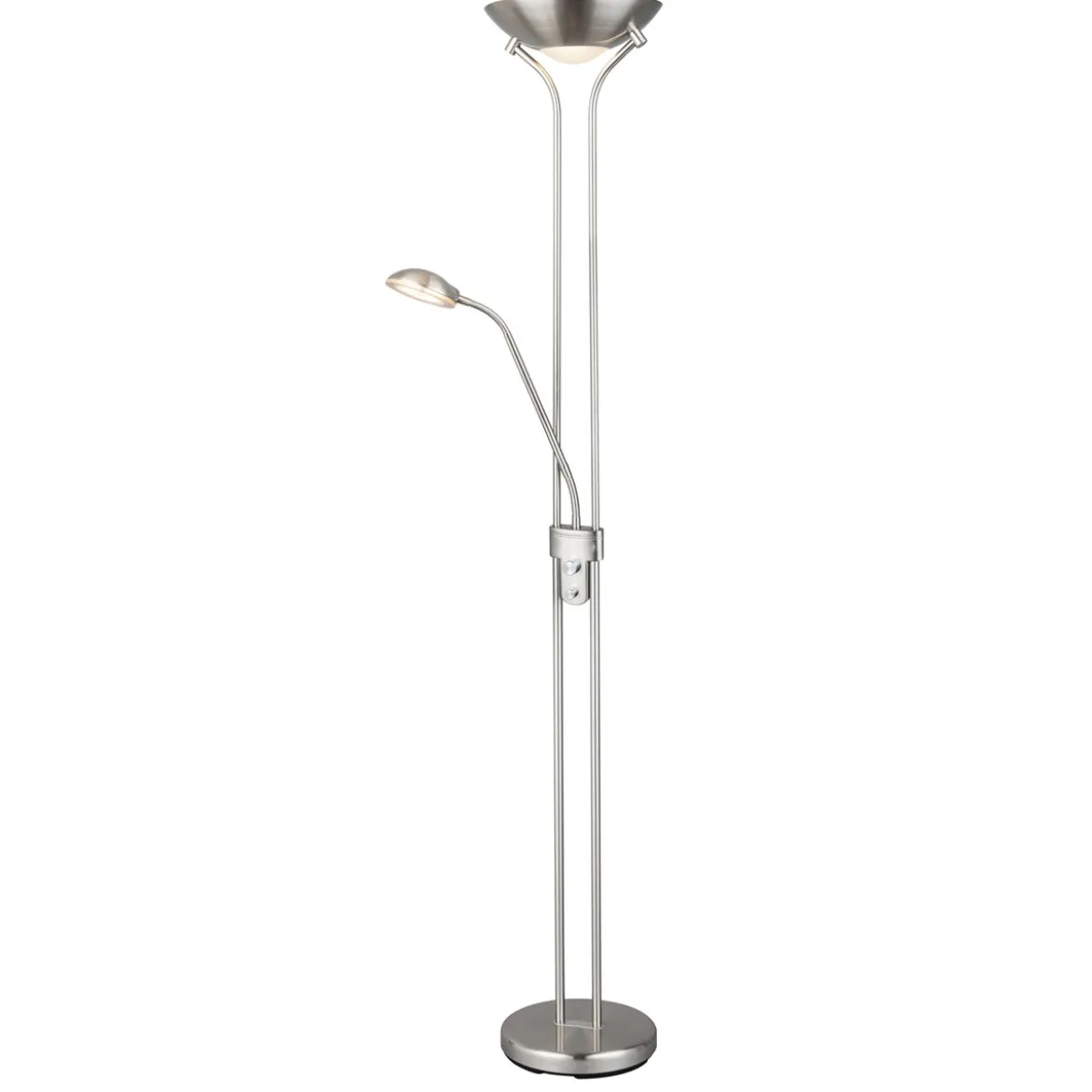 Flector LED- Deckenfluter Lagos m. Leseleuchte H180cm 20W+5W warmweiss, dimmbar, Metall
