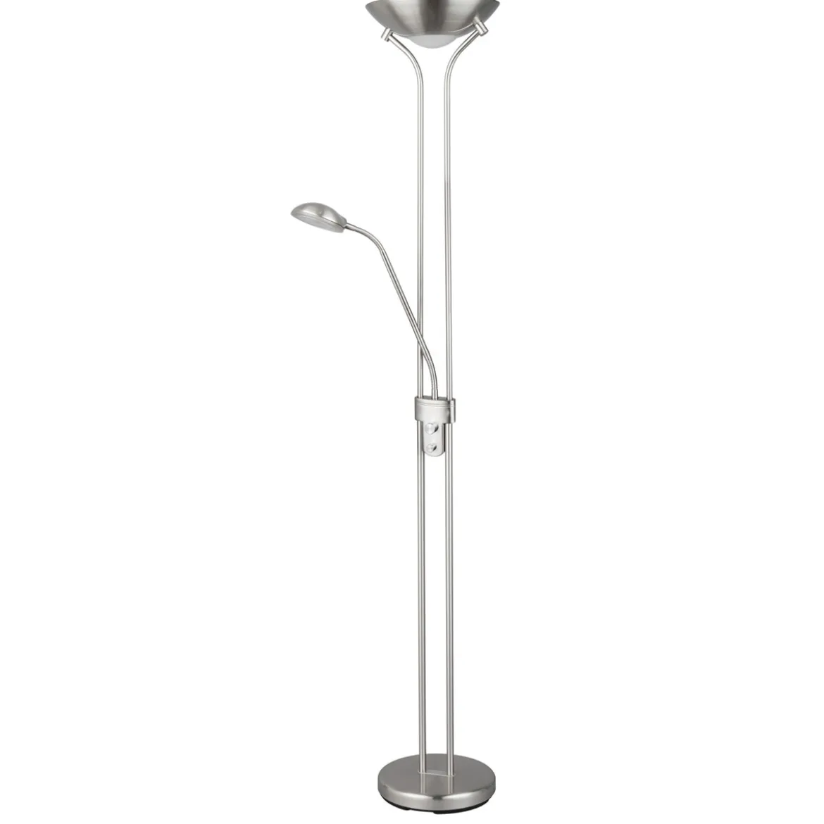 Flector LED- Deckenfluter Lagos m. Leseleuchte H180cm 20W+5W warmweiss, dimmbar, Metall