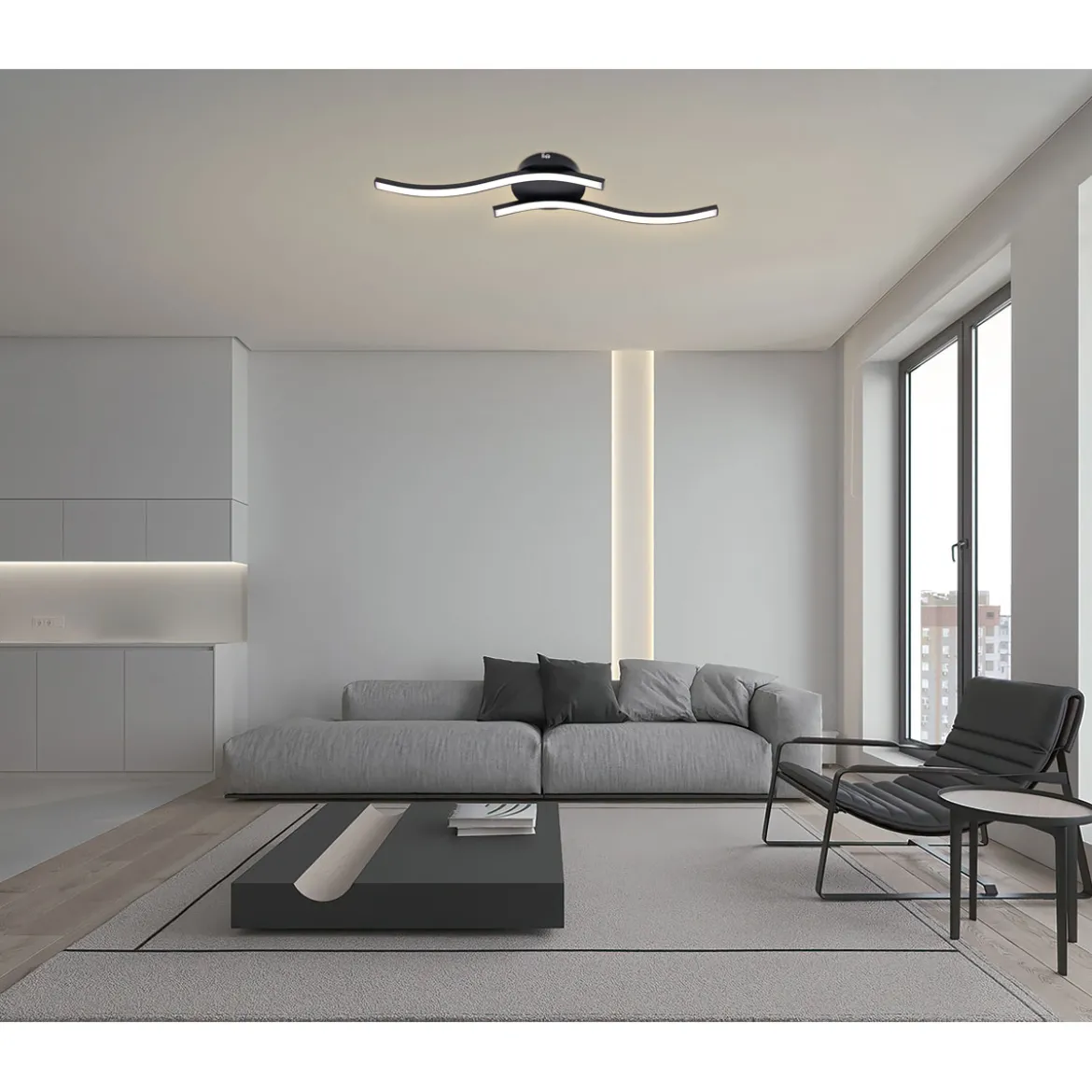 Flector LED-Deckenleuchte Wave 56 x 12 x 4 cm
