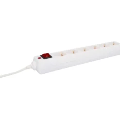 Flector Technik Tischsteckdose mit Schalter 6-fach weiß
