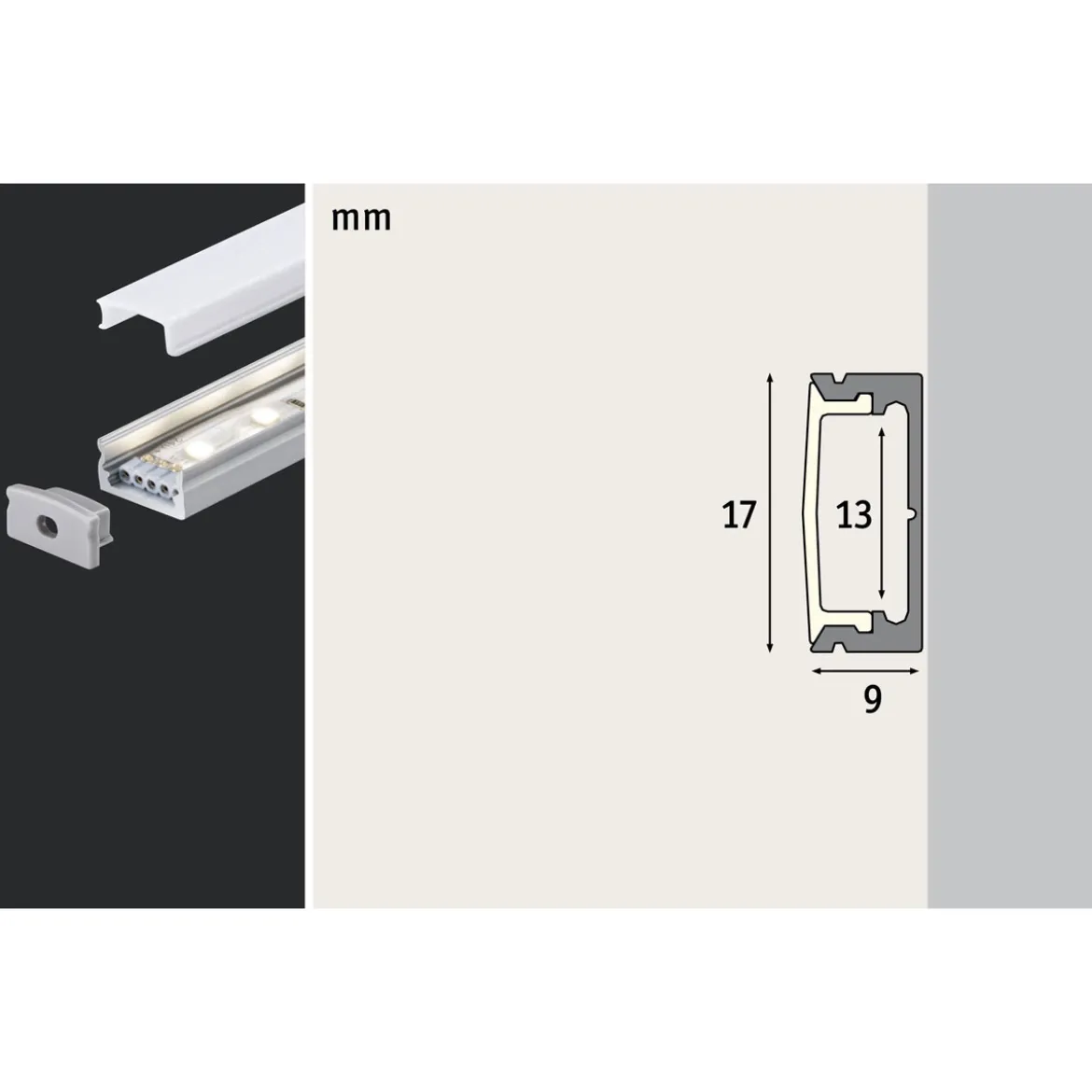 Function Base Profil mit Diffusor 100 cmAlu eloxiert/Satin Alu/Kunststoff