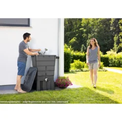 Garantia Regentonne eckig 300 L graphite grey inkl Deckel und Hahn