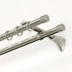 GardiniaGardinenstange Memphis mit Innenlauf Durchmesser 16 mm 200 cm Edelstahl-Optik