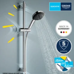Grohe Brausestangenset Vitalio Comfort 110 3 Strahlarten (Rain, Jet, Massage)