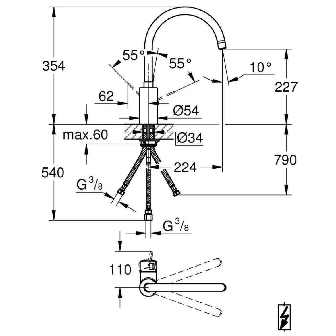 Grohe Einhand-Spültischbatterie Eurosmart C Niederdruck chrom