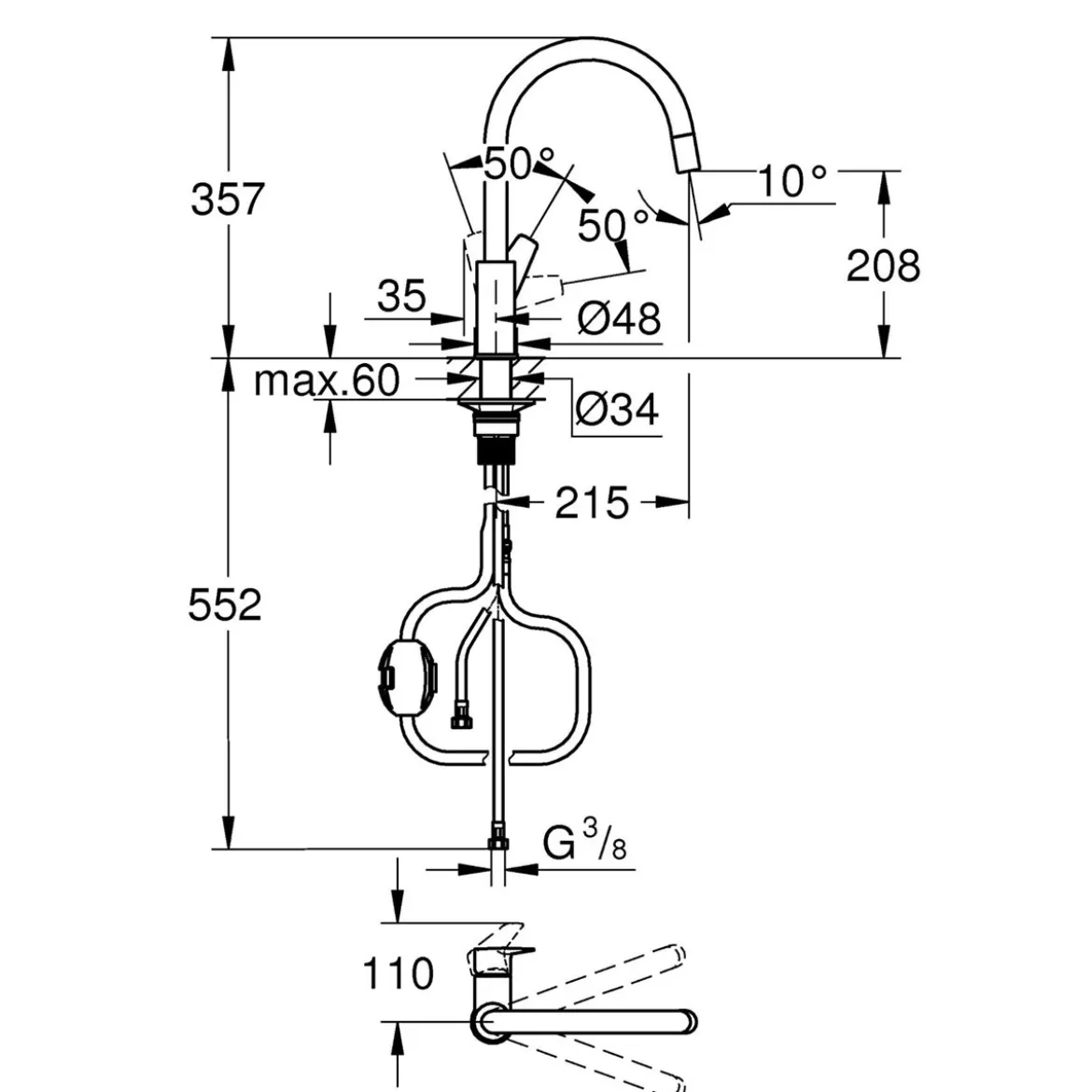 Grohe Einhand-Spültischbatterie StartEdge 1/2"