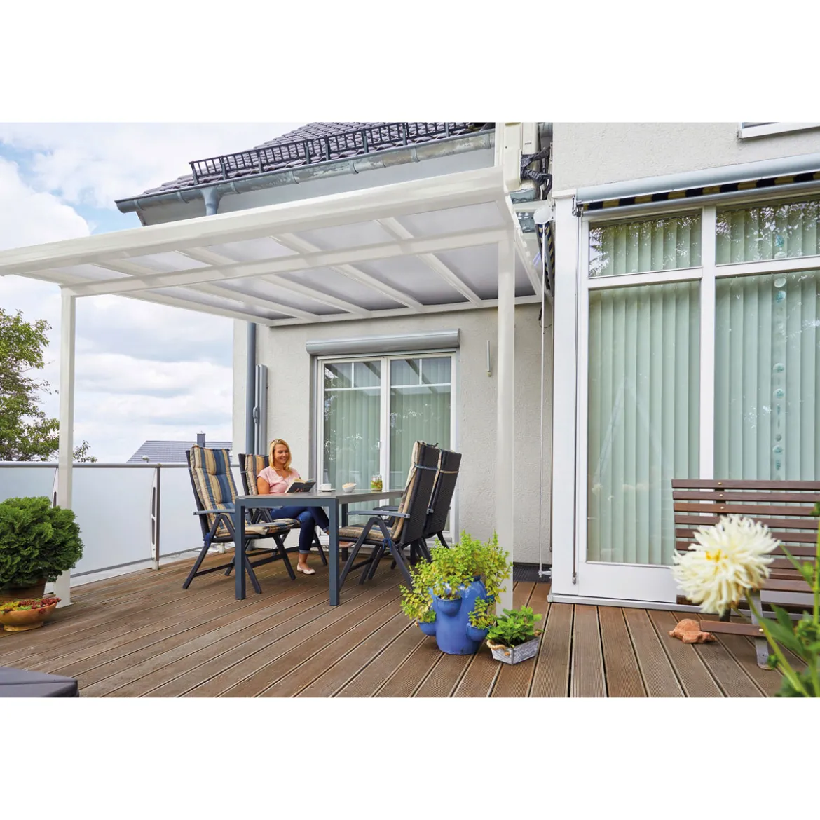 gutta Terrassenüberdachung Standard weiß 3,06 x 3,06 m