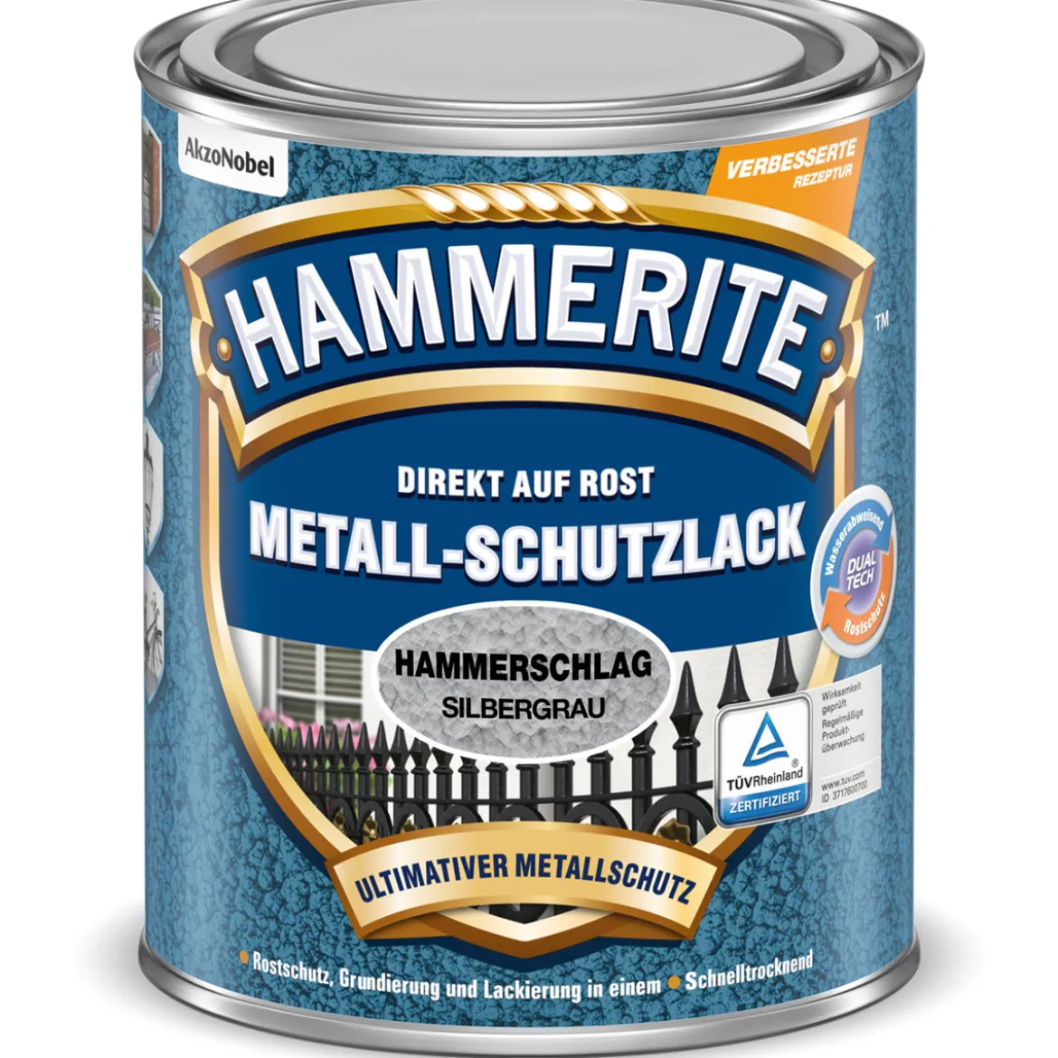 Hammerite Metallschutzlack silbergrau Hammerschlag 250 ml