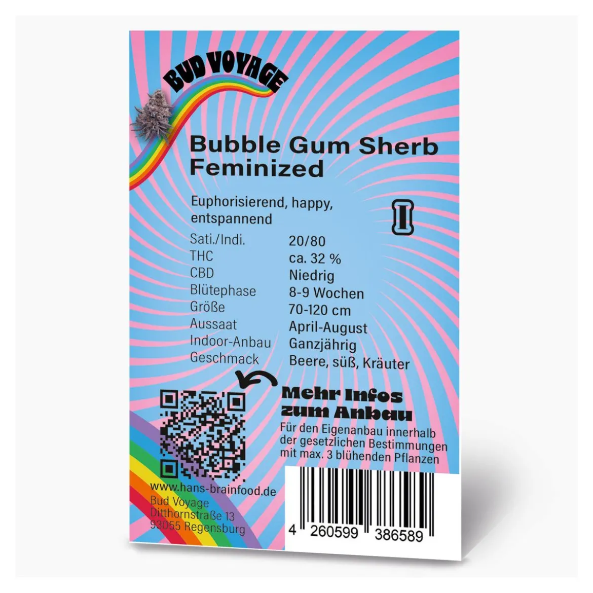 Hanfsamen BudVoyage Bubble Gum Sherb Fem3 Samen