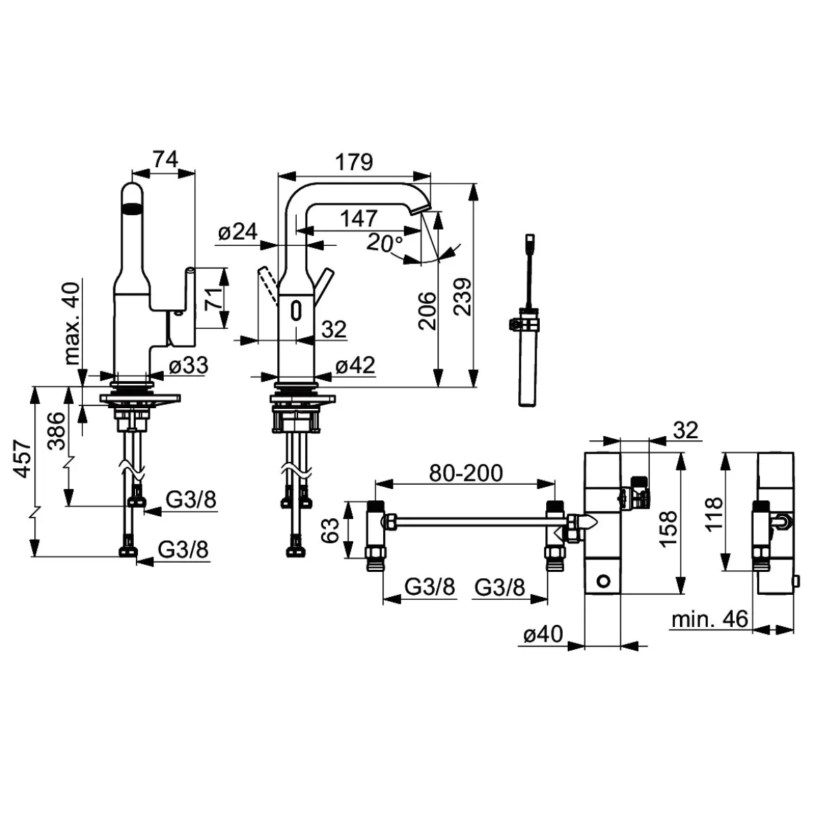 Hansa Waschtischarmatur „vantis Style Hybrid“ Chrom Bluetooth Sensor