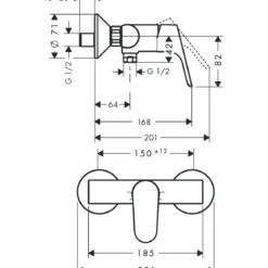 Hansgrohe Duscharmatur Focus 70, chrominkl. S-Anschluessen&Rosetten