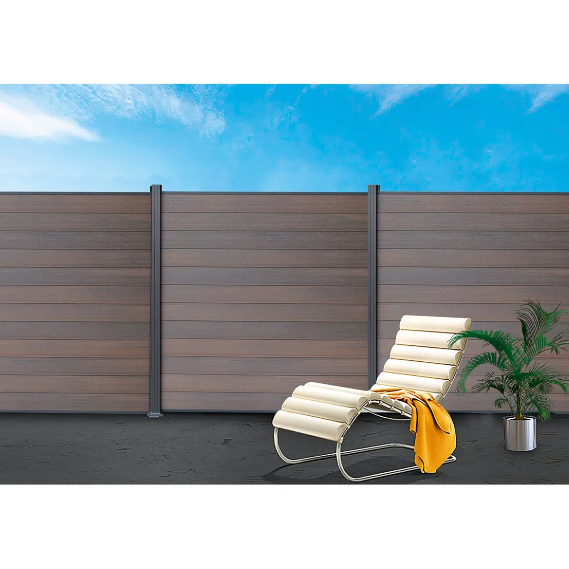 Hartmann WPC Steckzaunsystem anthrazit 6er-Pack