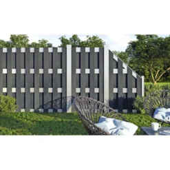 Hartmann Zaun-Grundelement WPC/Alu 180 x 180 cm anthrazit/silber
