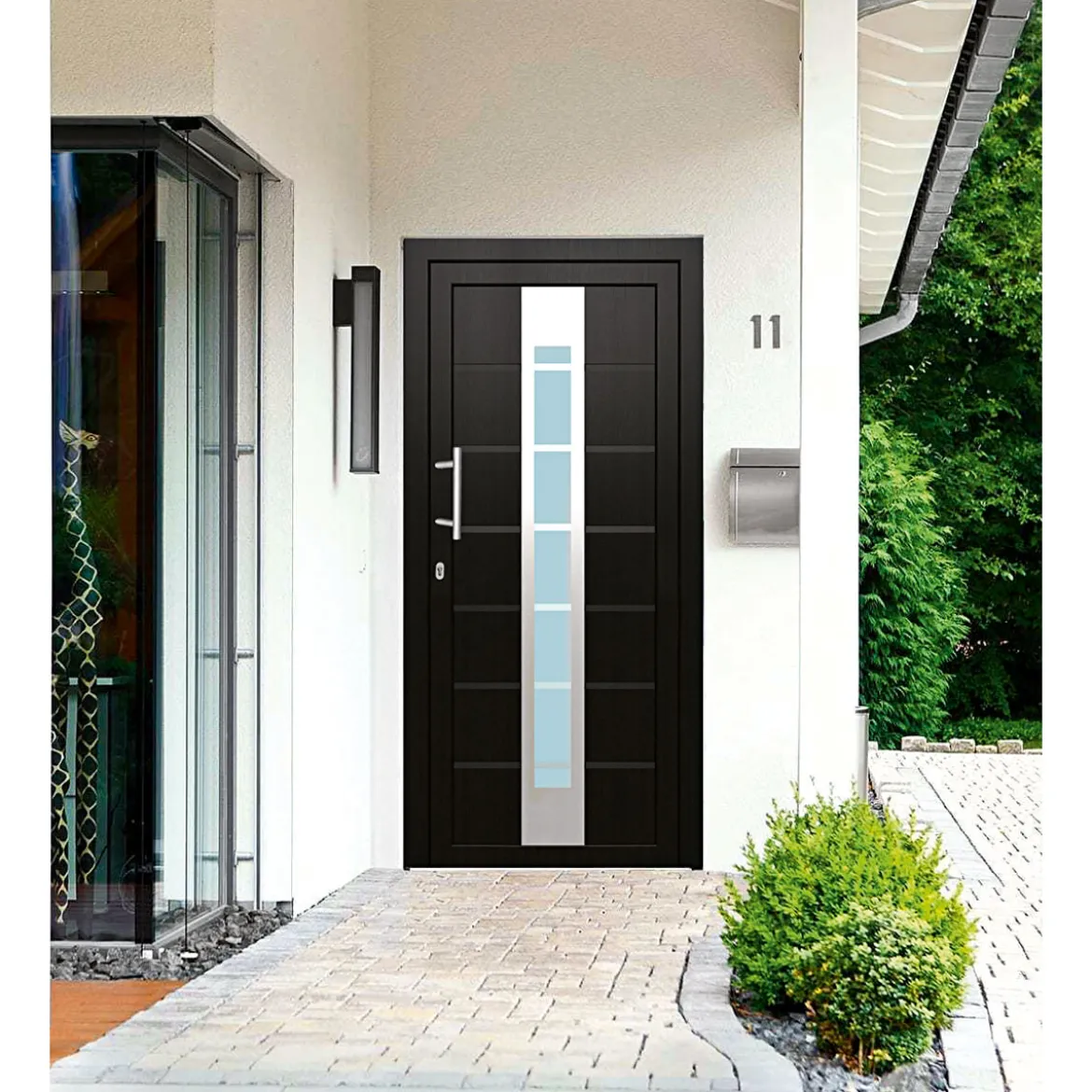 Haustür Kunststoff T84 anthrazit 100 x 210 cm Anschlag rechts