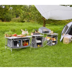 Haveson Camping-Tisch mit Ablagefächern
