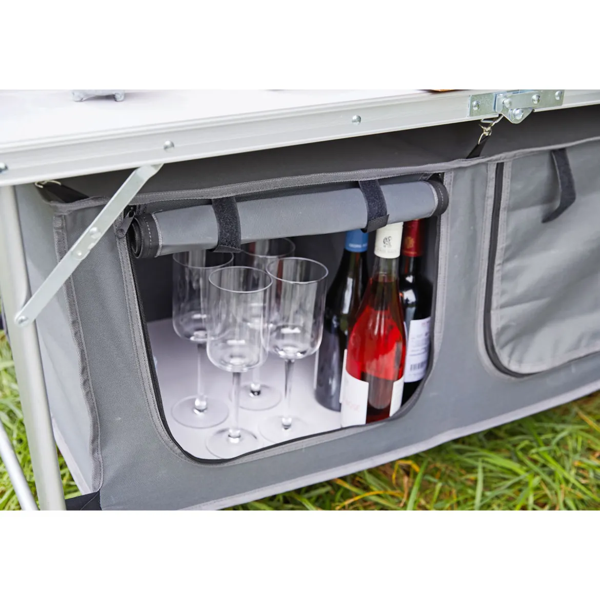 Haveson Camping-Tisch mit Ablagefächern