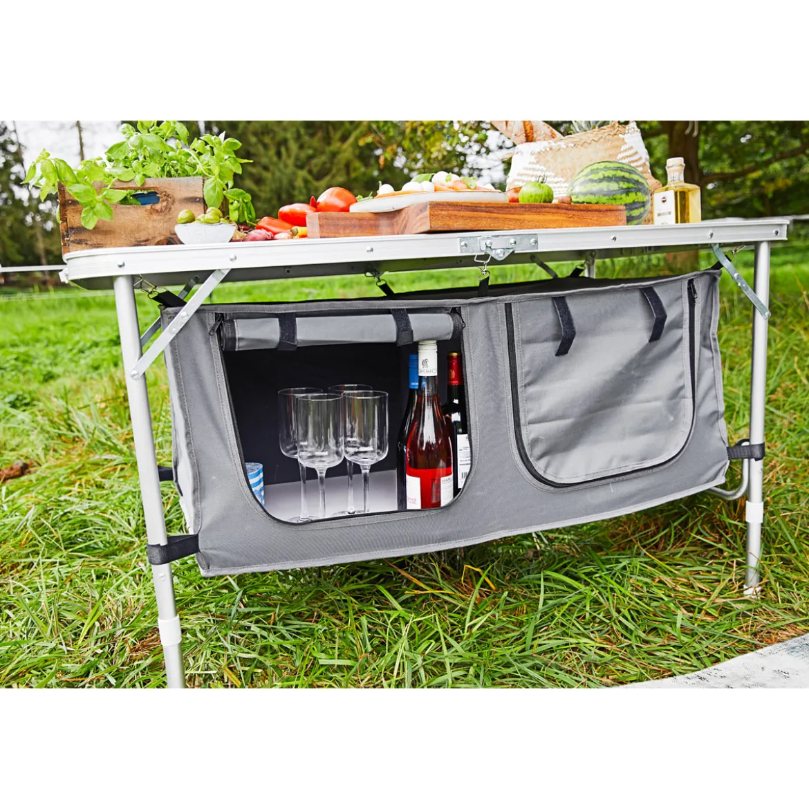 Haveson Camping-Tisch mit Ablagefächern
